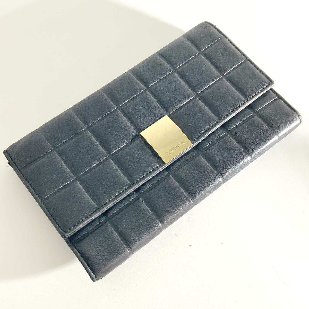 CHANEL シャネル 長財布 チョコバー ラムスキン ブラック キルティング 小銭入れ 札入れ ウォレット ヴィンテージ レディース 中古品