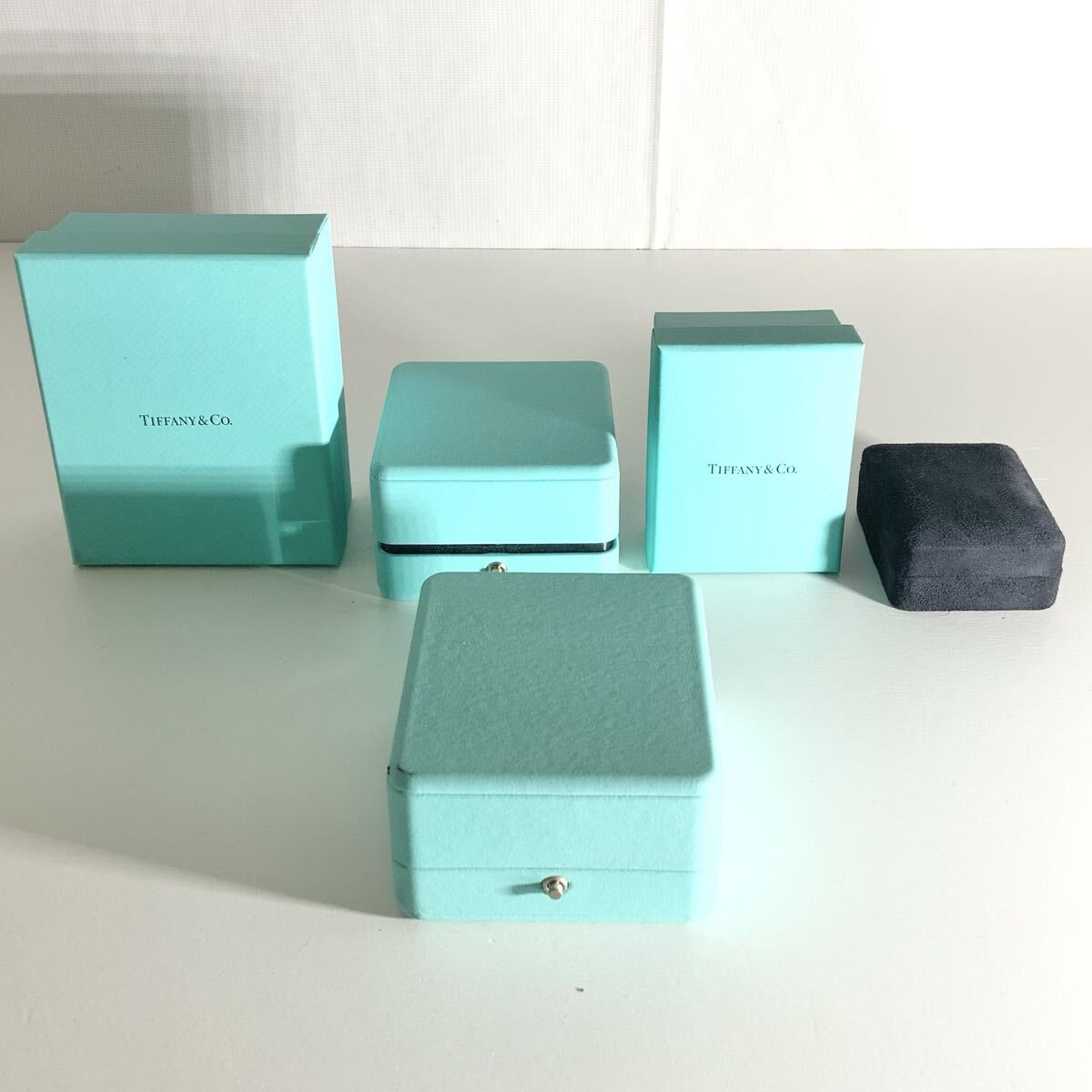 TIFFANY&Co. ティファニー 空き箱 3点セット ネックレス ペンダント ティファニーブルー/ブラック BOX ケース ジュエリーボックス 中古品