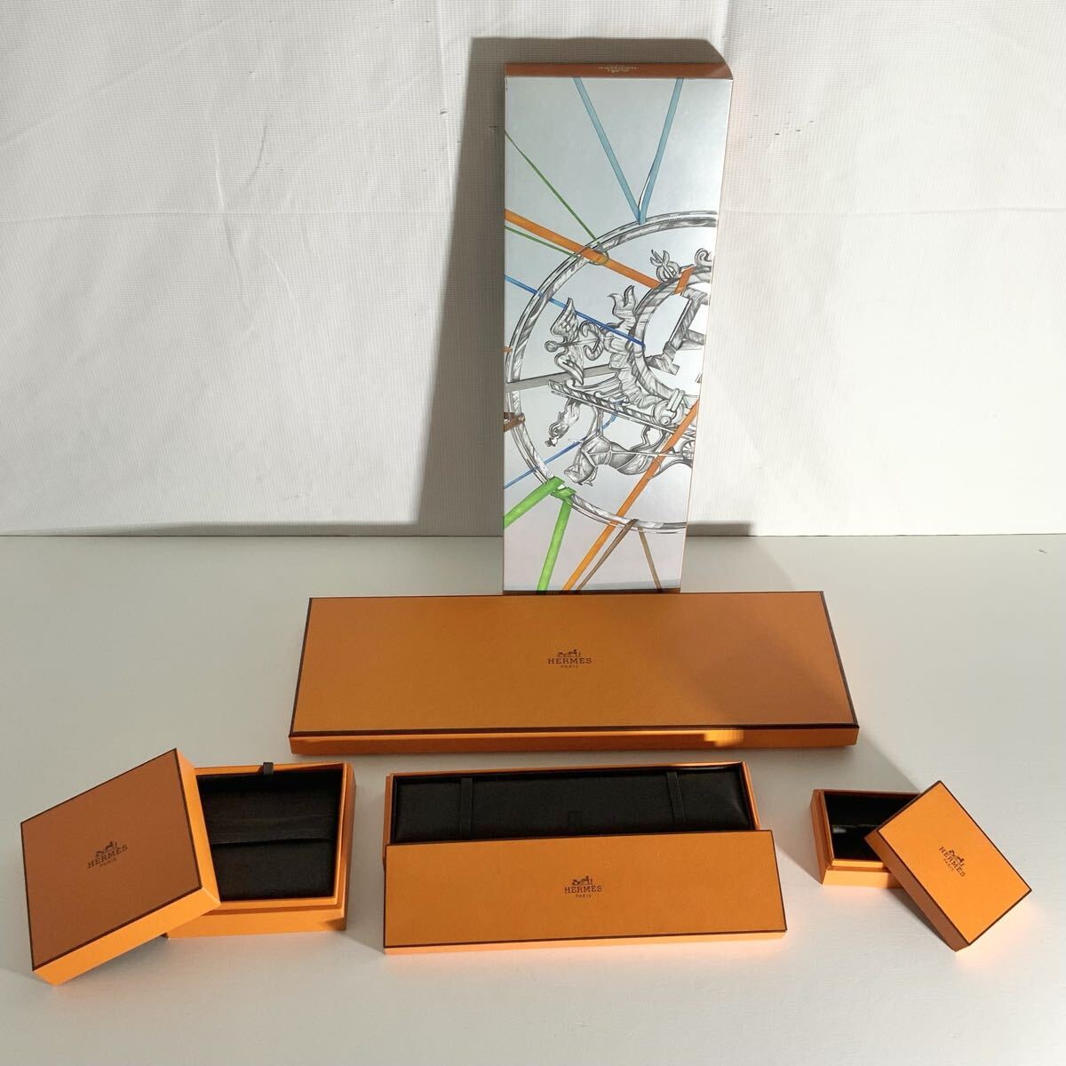 HERMES エルメス 空き箱 4点セット スカーフ/ブレスレット/ネックレス/他 オレンジ BOX ケース ジュエリーボックス 中古品