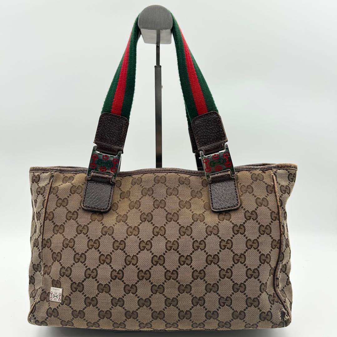 GUCCI グッチ ハンドバッグ GG柄 シェリーライン ホースビット トートバッグ レザー 革 キャンバス 肩掛け A4収納
