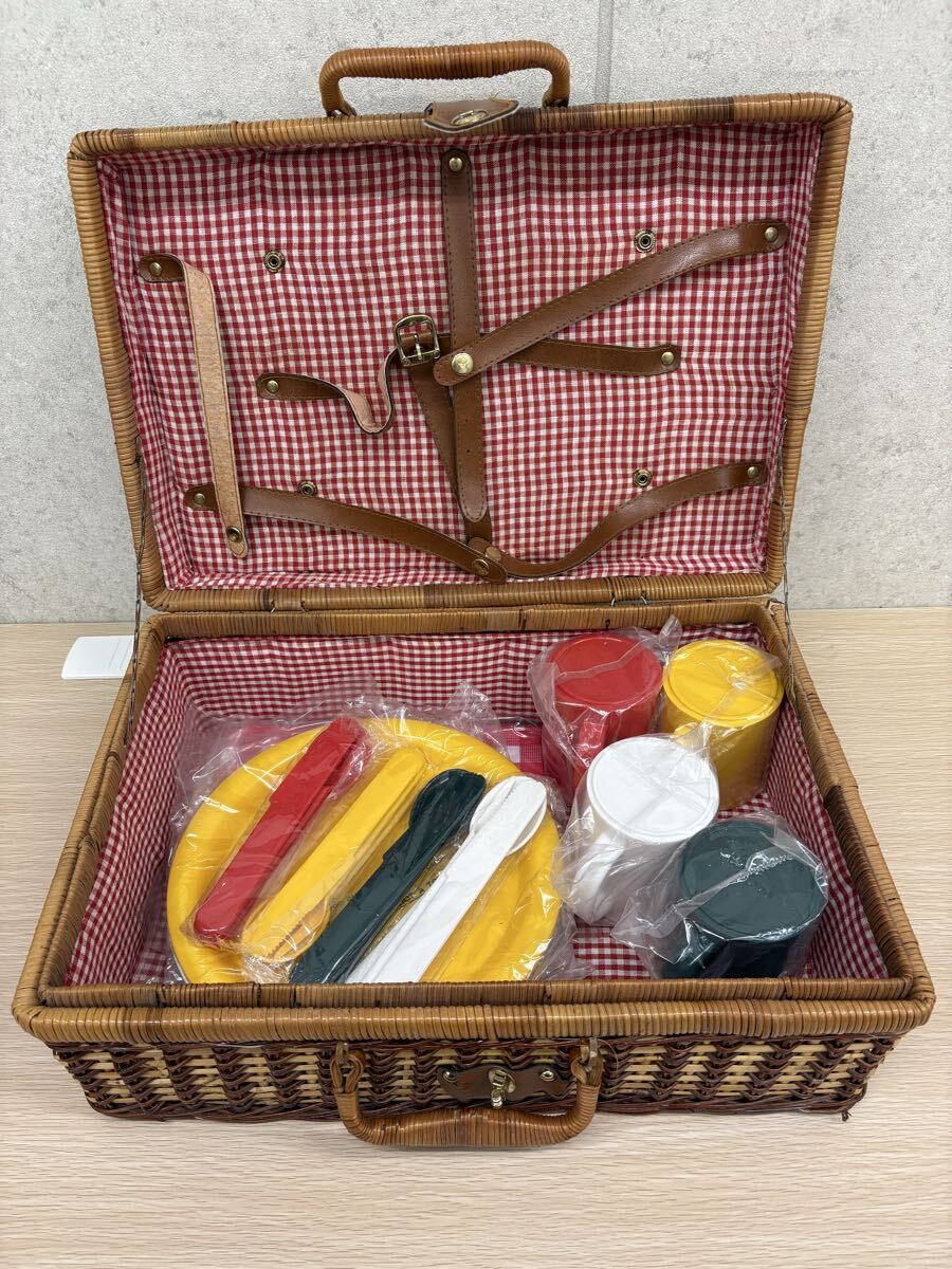 【長期保管品】ピクニックバスケット　セット　カゴ　元箱付　FIELD CHAMP　バッグ / トランク / カラフル / 昭和レトロ / アンティーク　