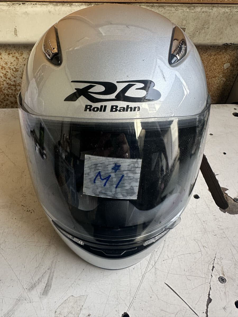 (M☆1) YAMAHA ヤマハ フルフェイスヘルメット Roll Bahn ロールバーン シルバー Mサイズ 現状中古品 