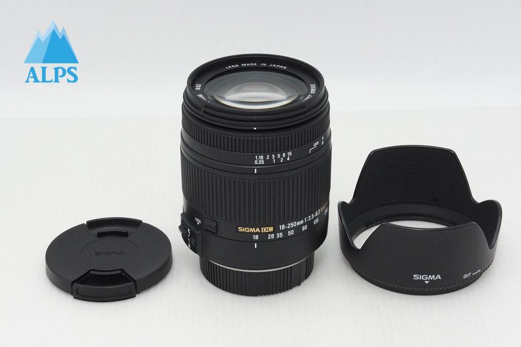 良品 SIGMA シグマ 18-250mm F3.5-6.3 DC MACRO HSM PENTAX ペンタックス Kマウント ズームレンズ フード付 260428aq【アルプスカメラ】