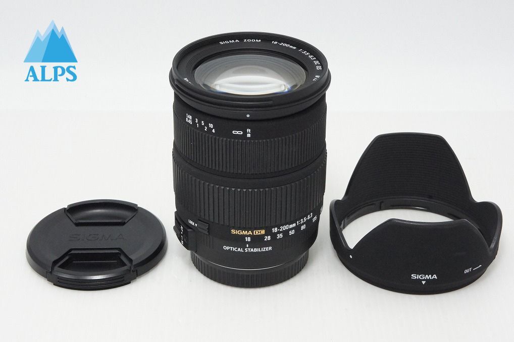 良品 SIGMA シグマ AF 18-200mm F3.5-6.3 DC OS Canon キヤノン EFマウント APS-C ズームレンズ フード付 260507a【アルプスカメラ】