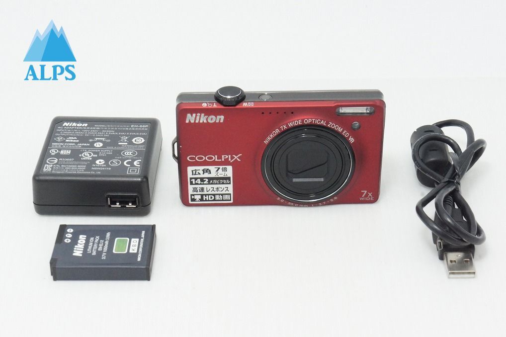 良品 Nikon ニコン COOLPIX S6000 コンパクトデジタルカメラ フラッシュレッド 260513r【アルプスカメラ】