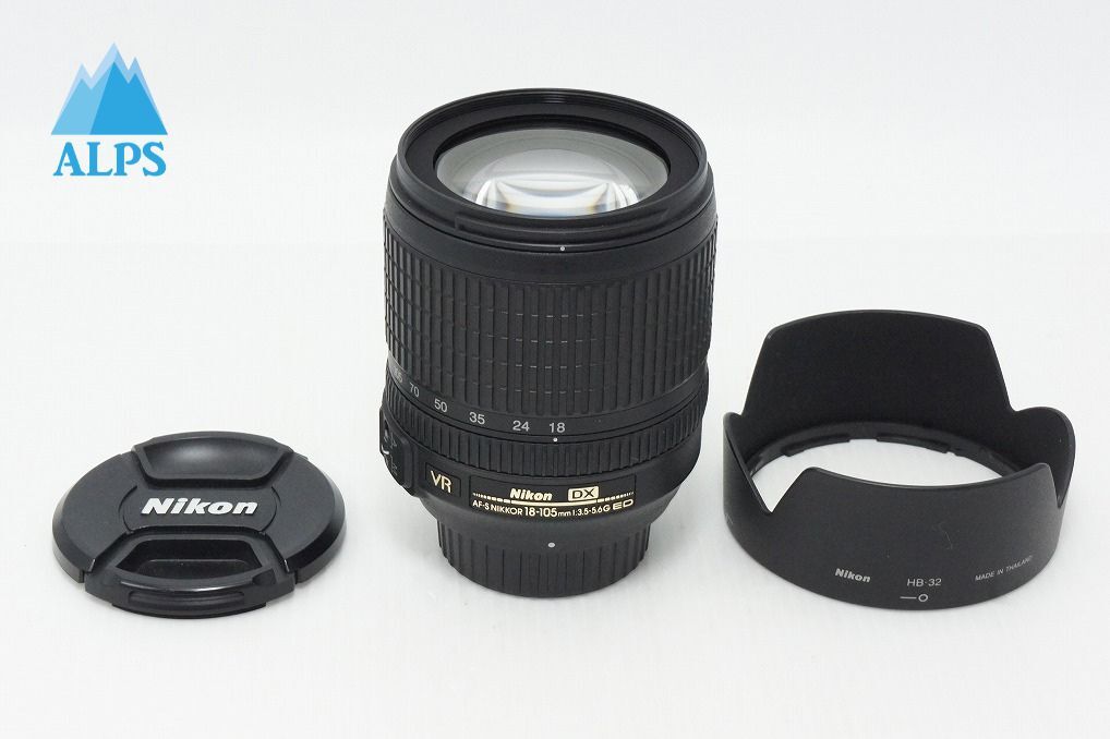 美品 Nikon ニコン AF-S DX NIKKOR 18-105mm F3.5-5.6G ED VR APS-C ズームレンズ フード付 260514b【アルプスカメラ】