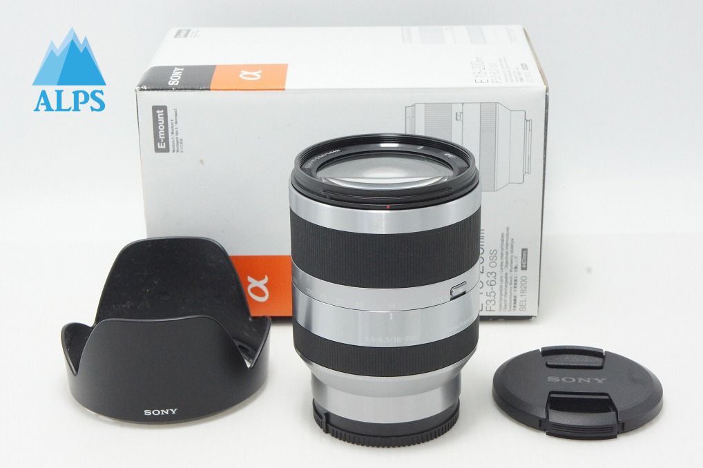 SONY ソニー E 18-200mm F3.5-6.3 OSS SEL18200 シルバー Ｅマウント APS-C ズームレンズ フード 元箱付 260527bf【アルプスカメラ】