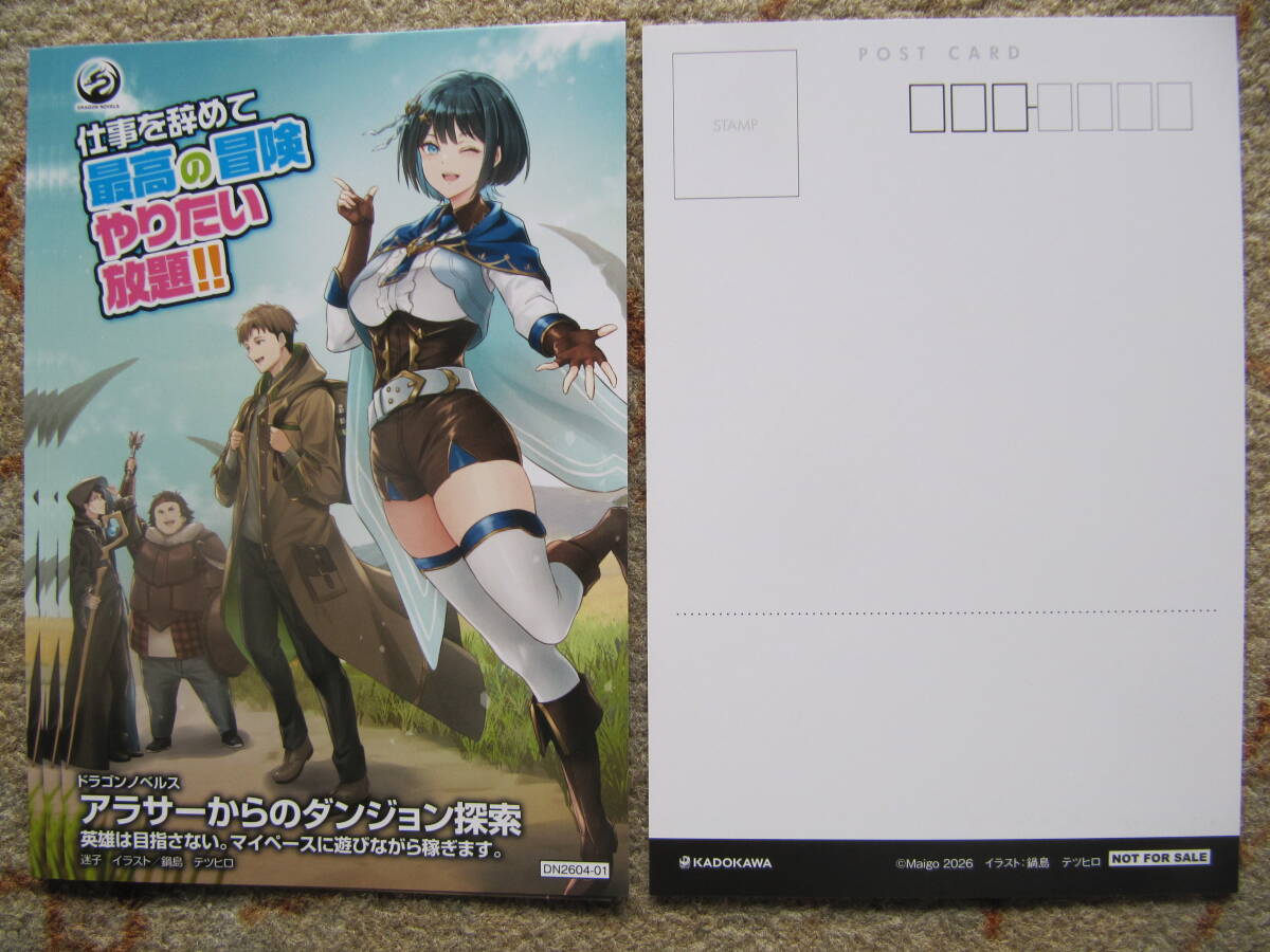 ライトノベル　アラサーからのダンジョン探索　ポストカード5枚　迷子　鍋島テツヒロ　非売品　ドラゴンノベルス　リーフレット　角川