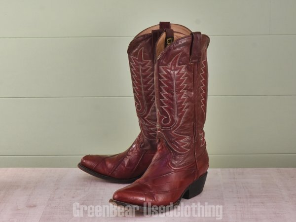 E767 メキシコ製 Botas LAREDO ビンテージ ウエスタンブーツ ウナギ革 エンジ メンズ 26.5cm