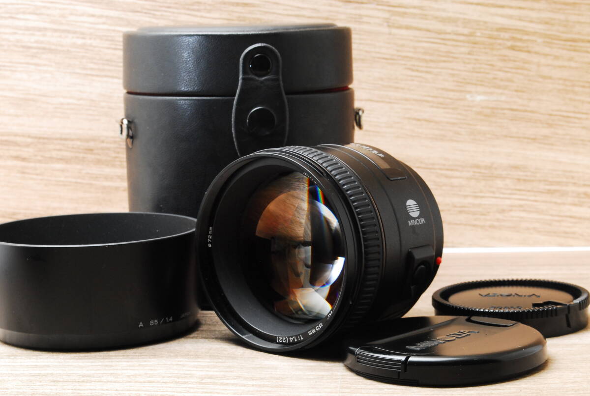 ミノルタ MINOLTA AF 85mm F1.4 Aマウント ソニー レザーケース付き #1294