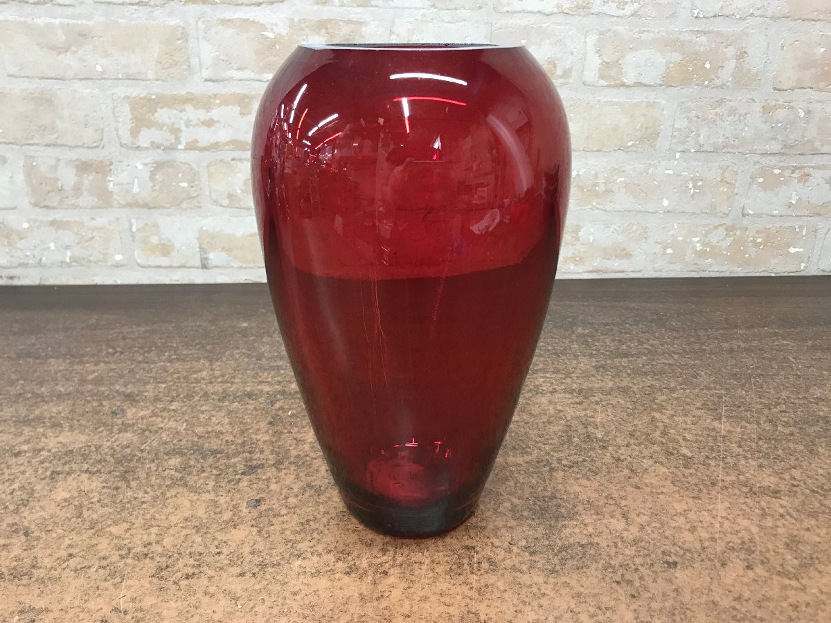 ☆長期保管品☆　SASAKI　CRYSTAL　佐々木硝子　フラワーベース　花器　レッド