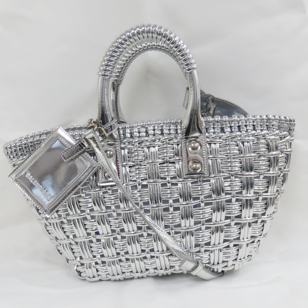Ts624421 バレンシアガ ショルダー/ハンドバッグ 2WAY ビストロXS シルバー レディース BALENCIAGA 超美品