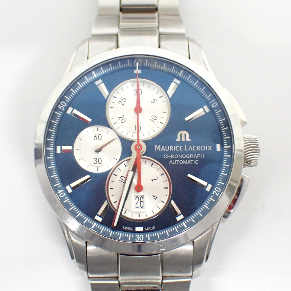 ID93911 モーリス・ラクロア メンズ腕時計 ポントス PT6388 SS 自動巻 ブルー系 裏スケルトン 中古