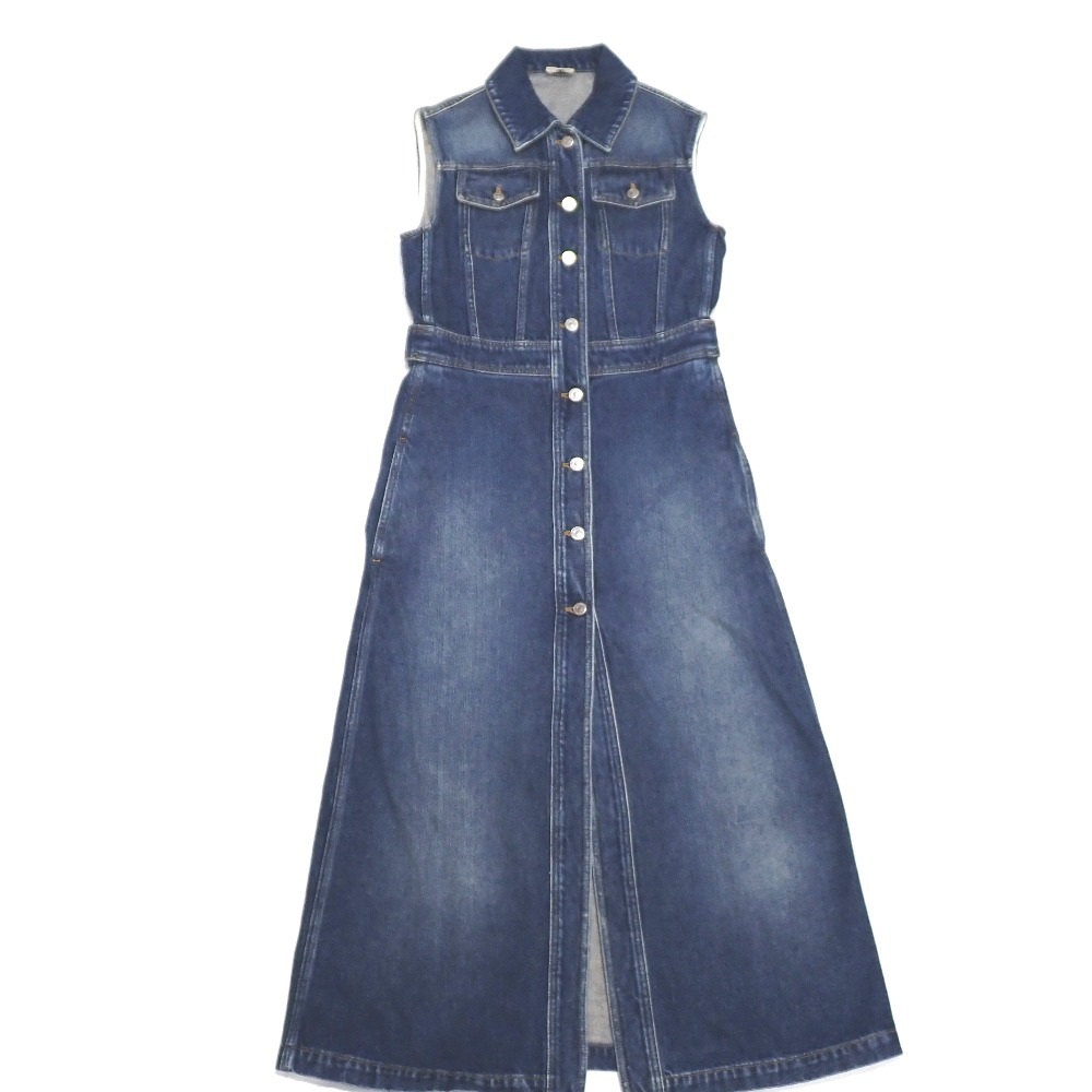 NA19281 クリスチャンディオール ノースリーブ ワンピース デニム 7A22150A1315 コットン ブルー系 レディース Christian Dior 中古