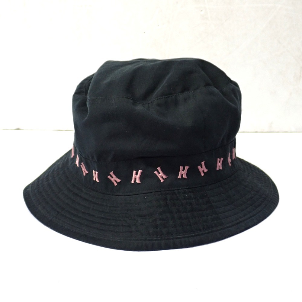 Ft637587 エルメス ハット バケットハット H刺繍 ブラック/ピンク系 #56 レディース HERMES 中古