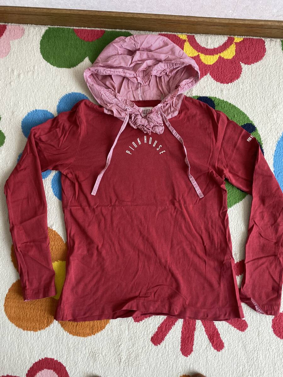 PINKHOUSE 長袖ギンガムチェックフード　カットソー