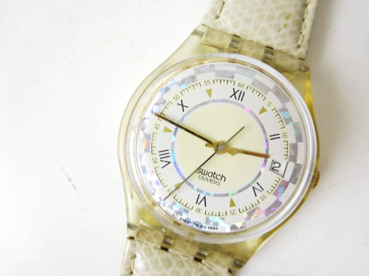 稼働品◇swatchスウォッチ ホワイト ホログラム 腕時計