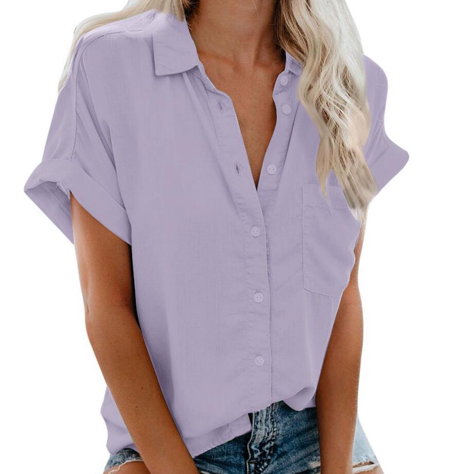 L0521　シャツブラウスレディース● 着心地抜群 20代30代40代 ●　高品質　　　美品　　　パープル