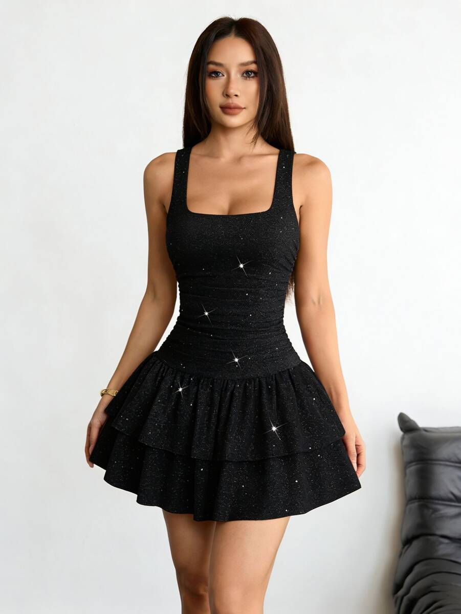 L052324　ワンピースレディース● 着心地抜群 20代30代40代 ●　高品質　　　美品　　dress　　　キャミワンピ　　black