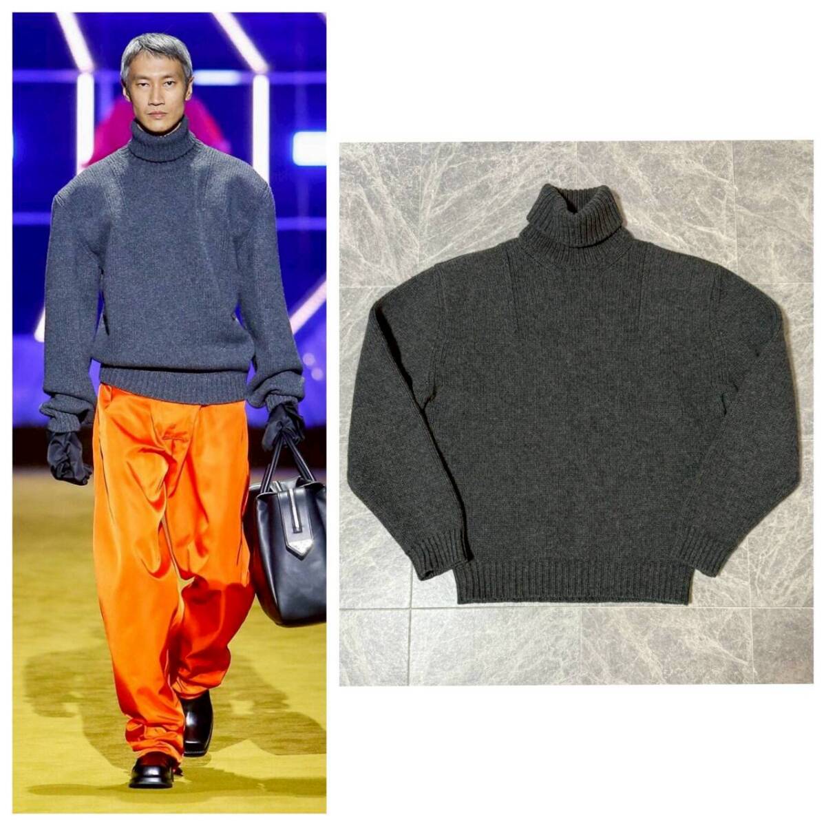 PRADA by Raf Simons 2022AW プラダ ラフシモンズ コレクション ランウェイ シェットランド ウール タートルネック ニット 46
