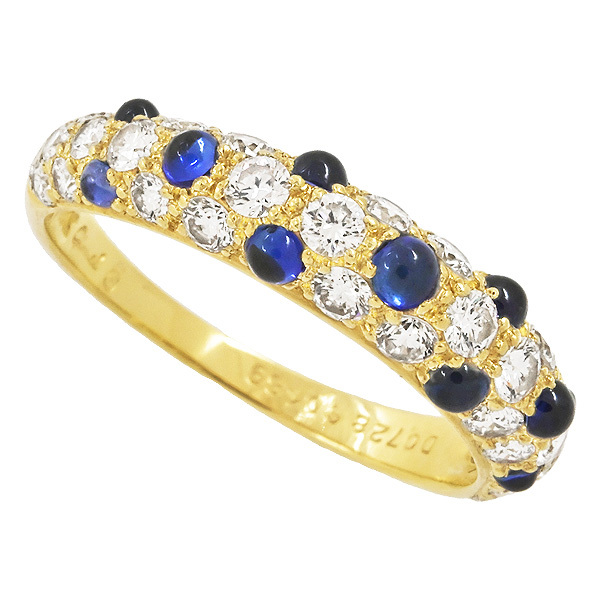 ギメル ベリー サファイア0.489ct ダイヤ0.728ct リング K18YG 12号 新品仕上げ済み♪送料無料・返品可♪