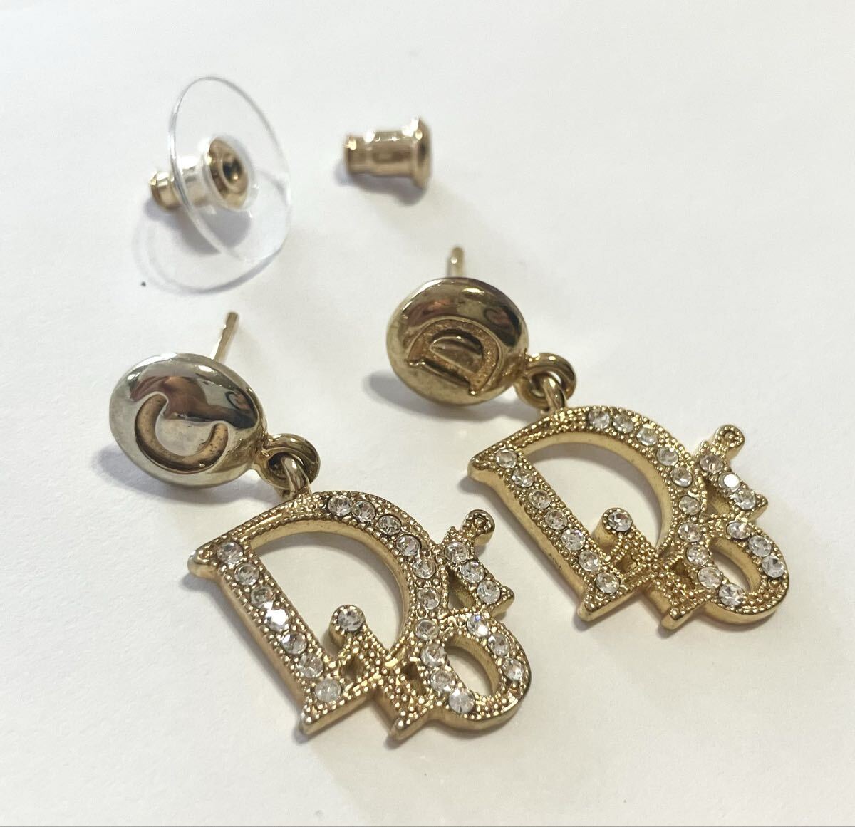 クリスチャンディオール Christian Dior ラインストーン CDロゴ ピアス