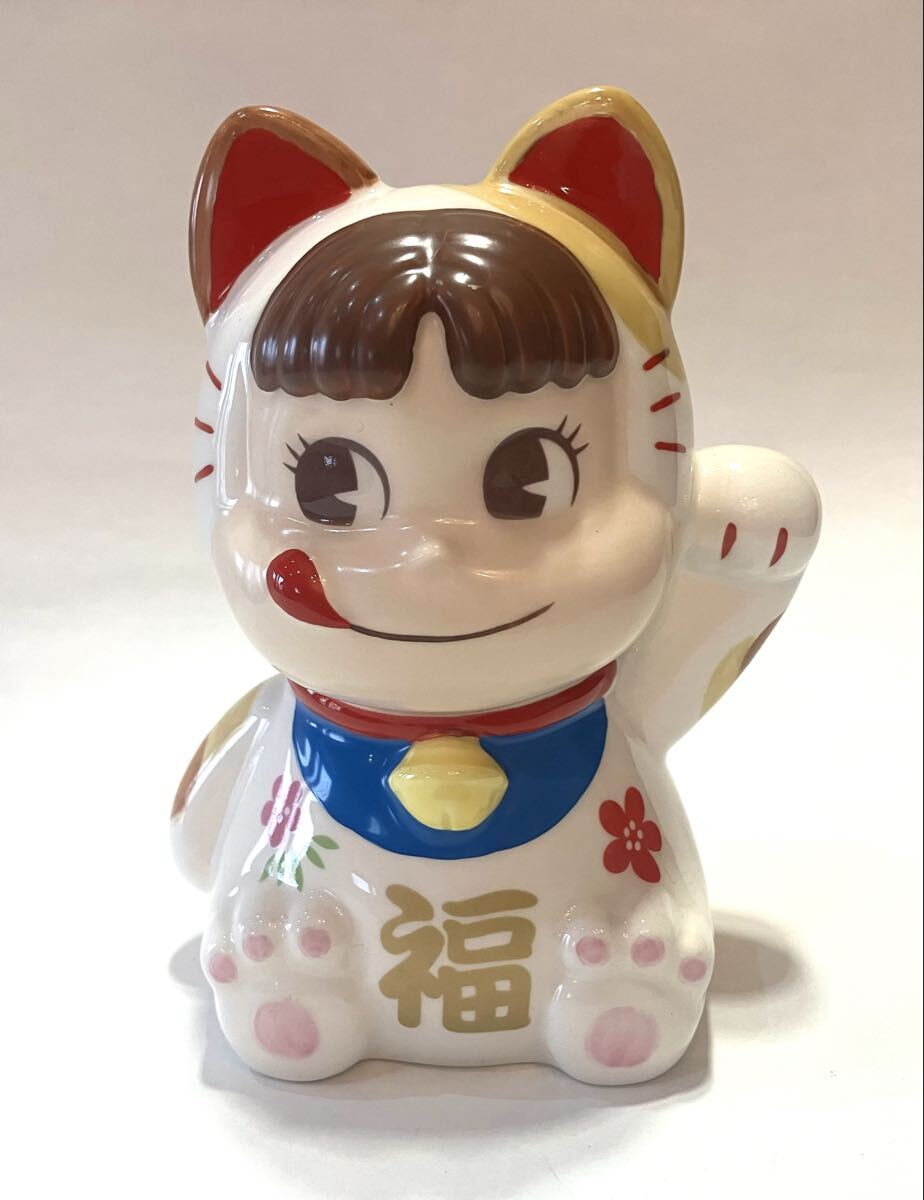 ペコちゃん 招き猫 レア 開運 大吉 縁起物 陶器 FUJIYA 美品
