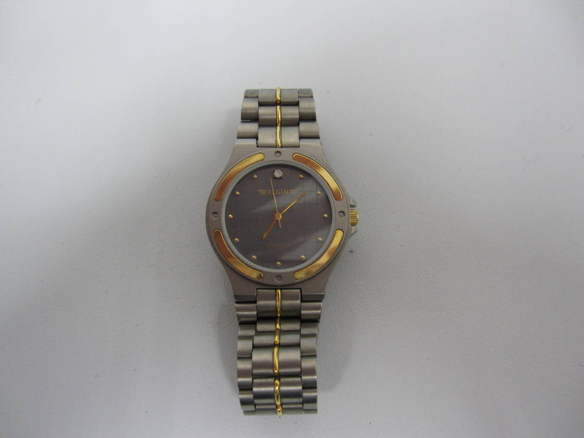 ★#153A 【長期保管品】ELGIN エルジン クオーツ チタニウム 腕時計