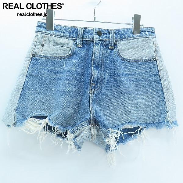 DENIM×ALEXANDER WANG/ドゥニーム×アレキサンダーワン BITE インサイドアウト ダメージ加工 ショートパンツ/26 /000