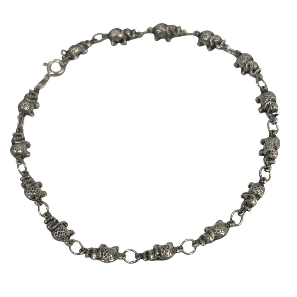 26-2357【良品】エレファントデザインブレス 925 シルバー 約18.5cm アクセサリー ジュエリー 約10.7g SV アニマル メンズ シンプル