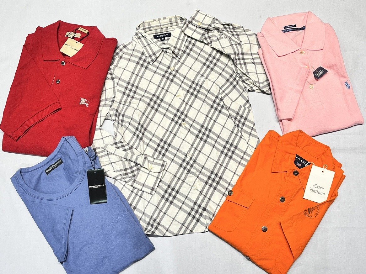 キングラム[05]ブランド衣料★トップス 5点おまとめ★BURBERRY/RALPH LAUREN/EMPORIO ARMANI シャツ ポロシャツ Tシャツ【送料無料】3341