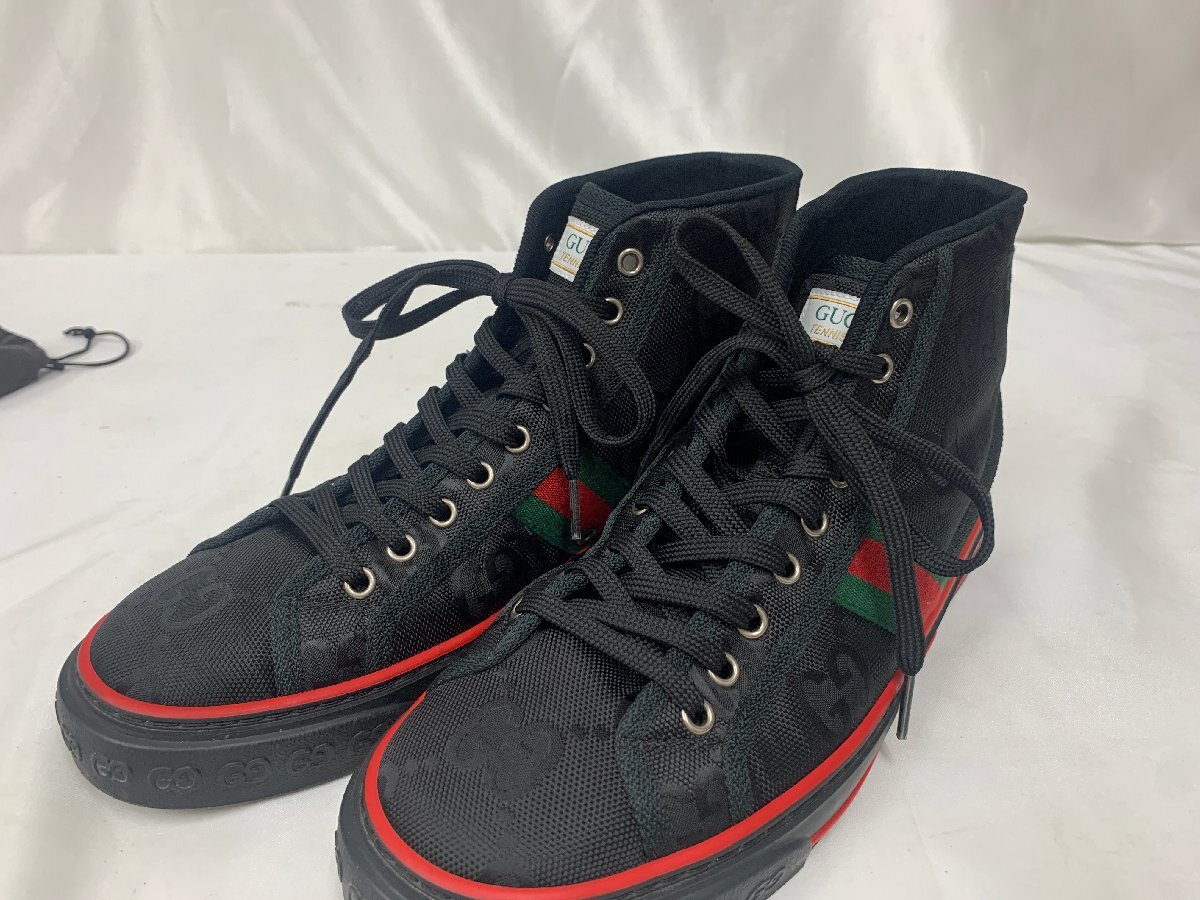 キングラム[12] GUCCI グッチ tennis 1997 ハイカット スニーカー GG メンズ 8 27.0cm 200@I82 ★送料無料★