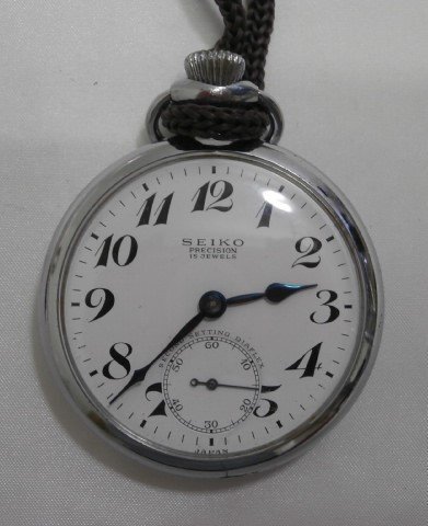 キングラム[25] 【送料無料】SEIKO セイコー PRECISION 15石 手巻き 京阪電鉄旧社章ロゴ 鉄道懐中時計 動作品★020＠L906