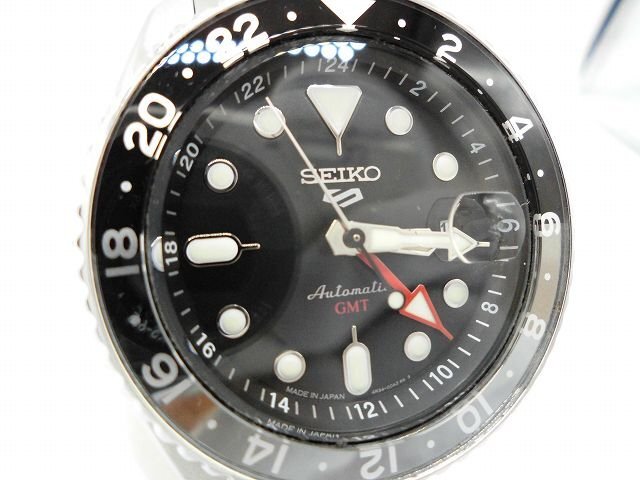 キングラム[41]6770 美品稼働腕時計 SEIKO 5 SPORTS GMT ファイブスポーツ SBSC001 自動巻き オートマティック 回転ベゼル 裏スケ 中古