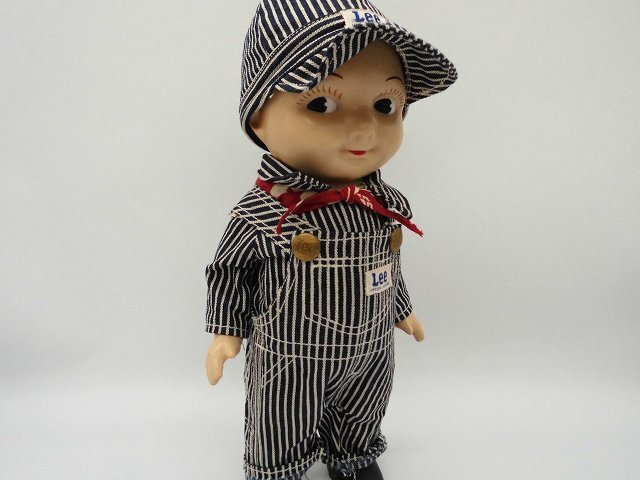 キングラム[41]Buddy Lee Doll バディー・リー ドール ヒッコリーストライプ デニム アンティーク ヴィンテージ風 オーバーオール人形 中古
