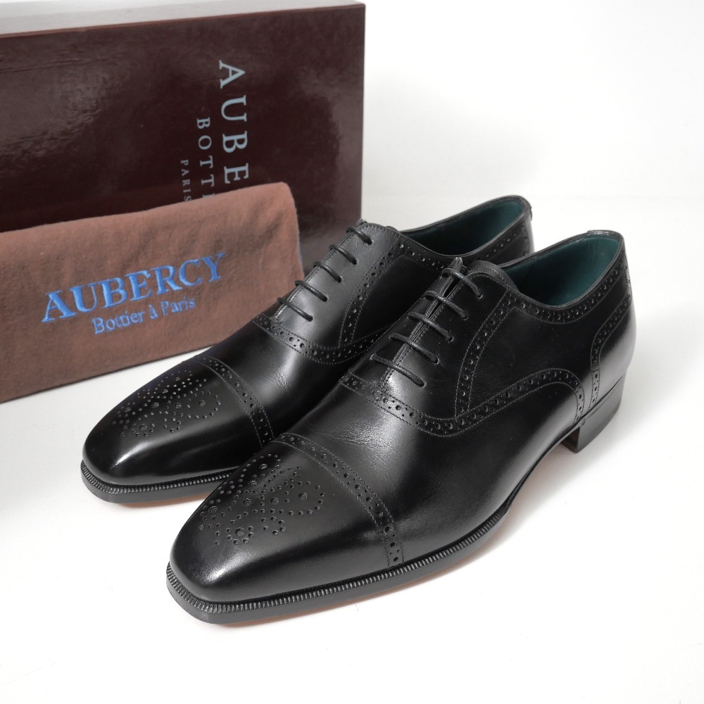 美品 AUBERCY オーベルシー SACHA ドレスシューズ サイズ7 1/2 セミブローグ ブラック
