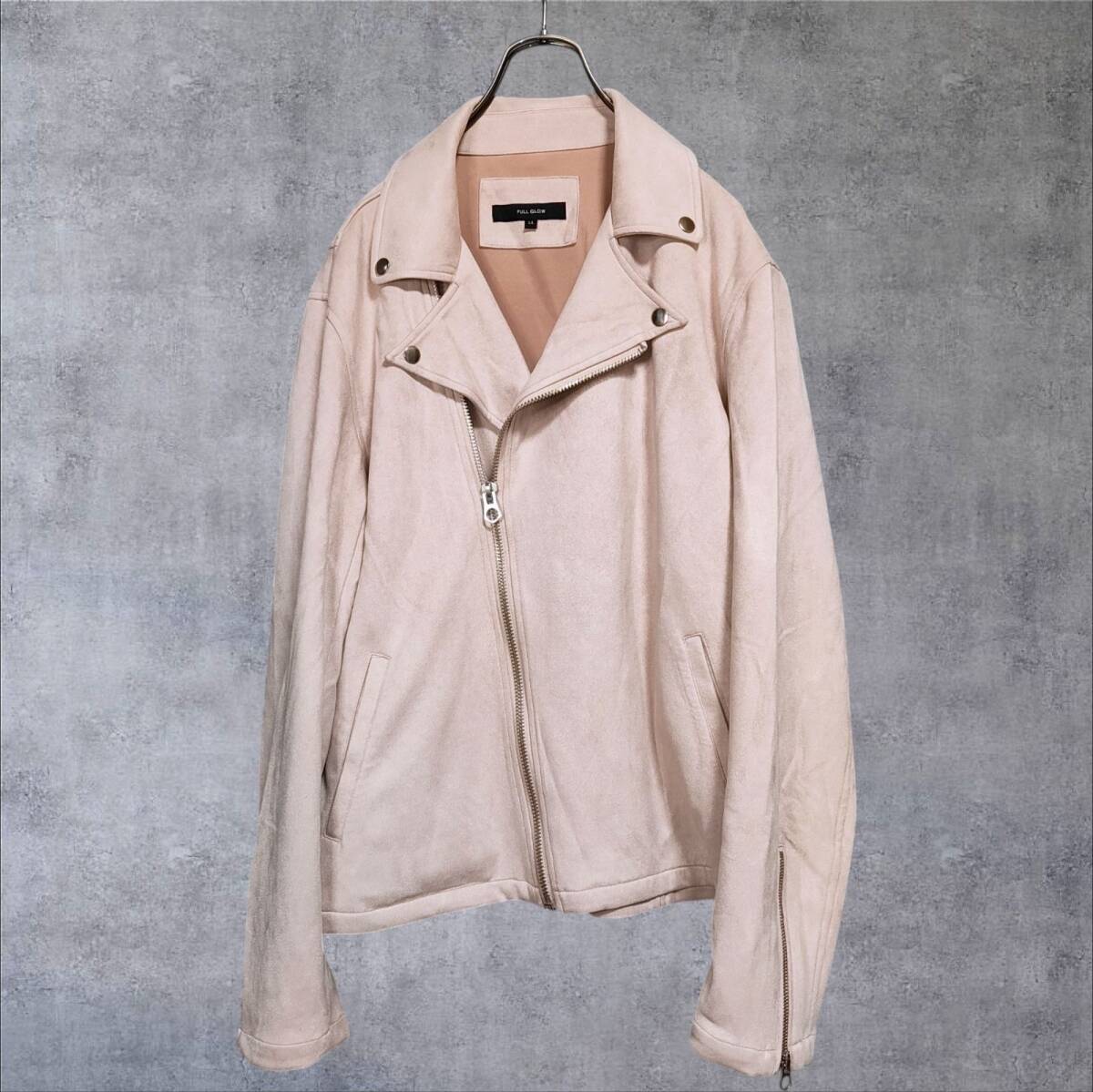 FULL GLOW フェイクスエード ライダースジャケット ベージュ メンズLLサイズ相当 Leather Like Riders Jacket Beige 大きいサイズ LL相当