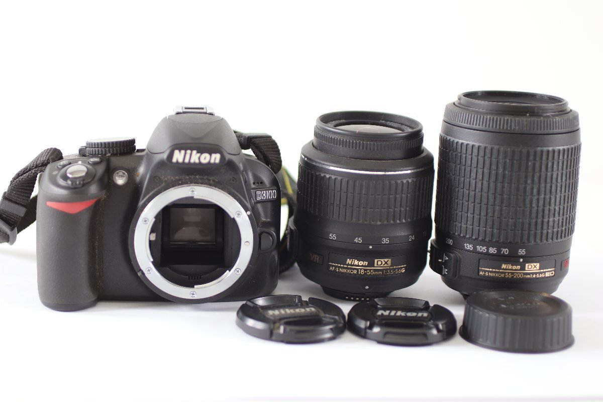 NIKON ニコン D3100 デジタル 一眼レフ カメラ AF-S NIKKOR 18-55mm F:3.5-5.6 55-200mm F:4-5.6 ズームレンズ 動作未確認 5438-RY