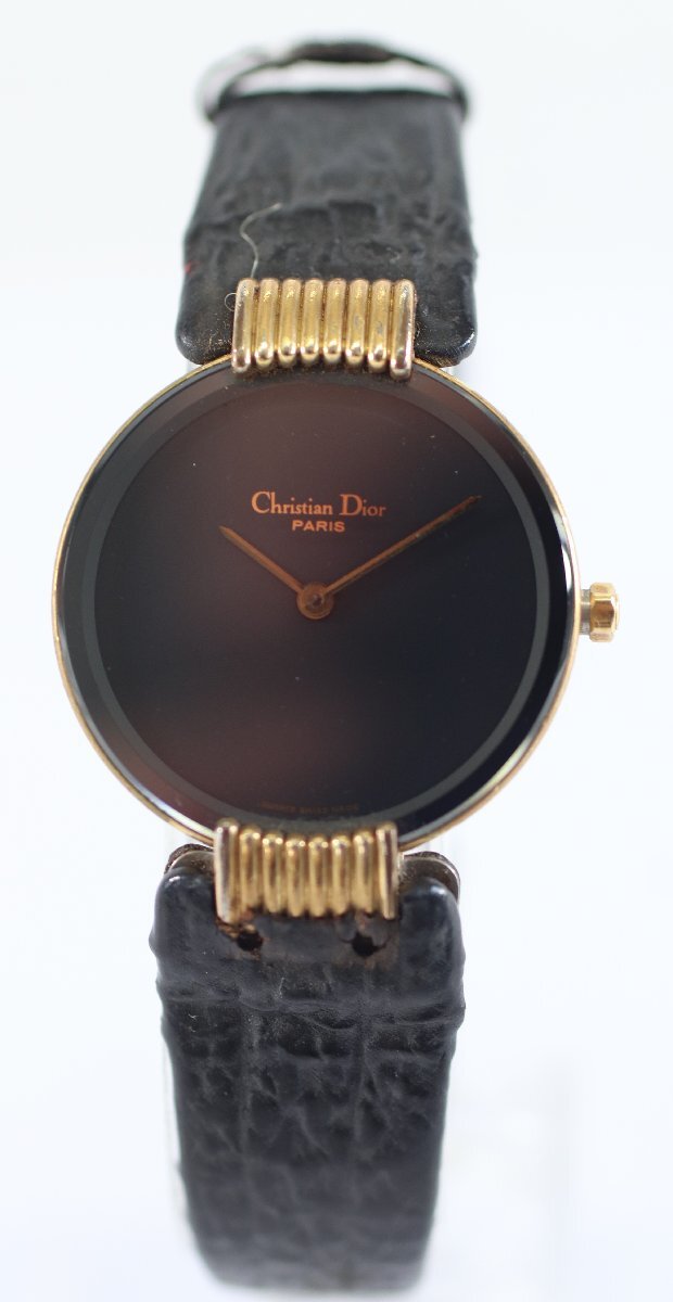 Christian Dior クリスチャンディオール Black Moon ブラックムーン ラウンド クォーツ ターボテスター反応〇 腕時計 レディース 5477-YN