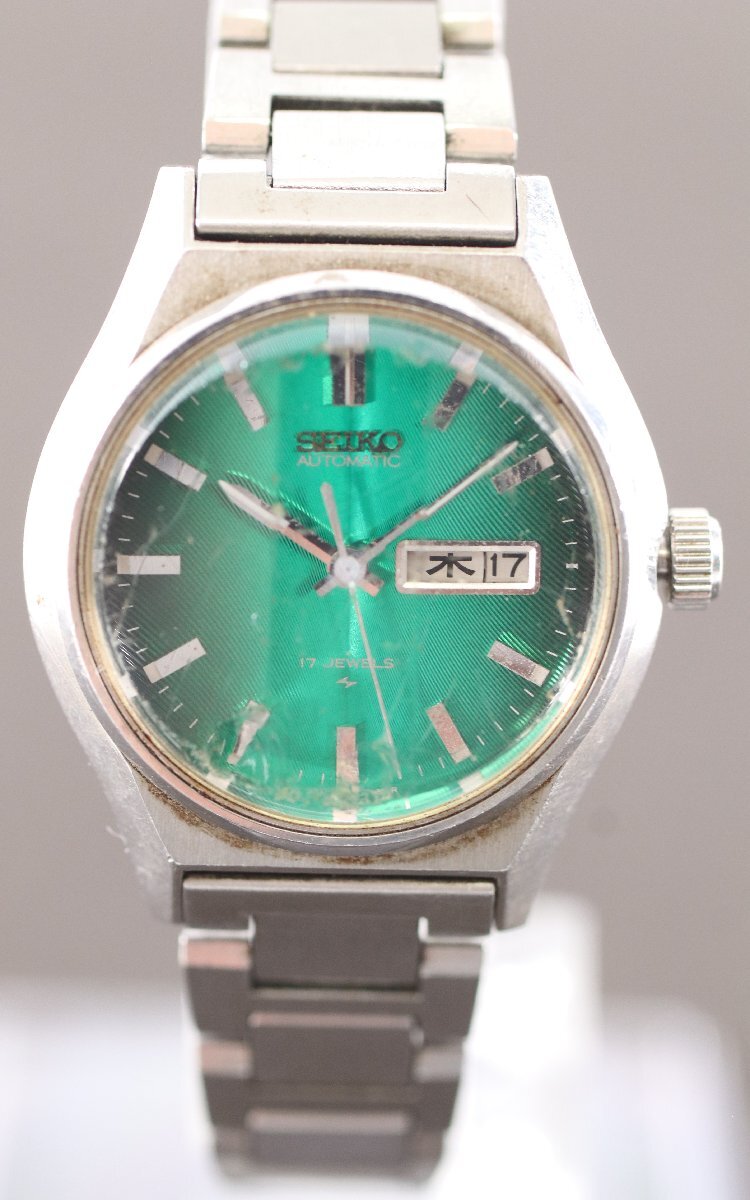 SEIKO セイコー 自動巻き 2206-0440 ラウンド デイデイト 腕時計 グリーン系文字盤 ヴィンテージ レディース ジャンク品 5280-YN②