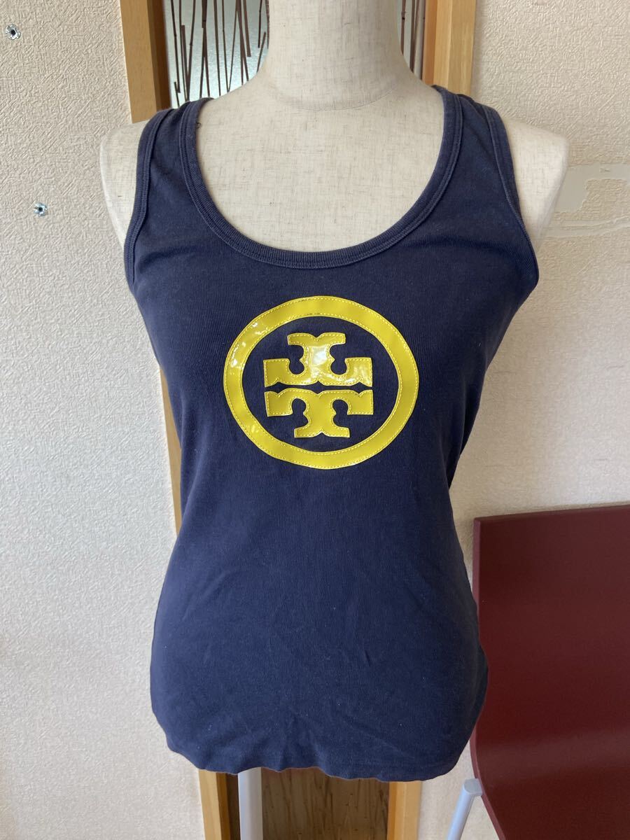 J05173② 1円〜 TORY BURCH トリーバーチ タンクトップ ネイビー サイズS