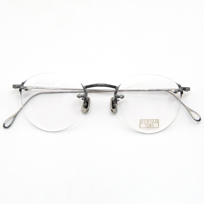 未使用 EYEVAN7285 アイヴァン7285 メガネフレーム MODEL.140 日本製 ボストン ツーポイント 820 ヴィンテージガンメタル 61005392