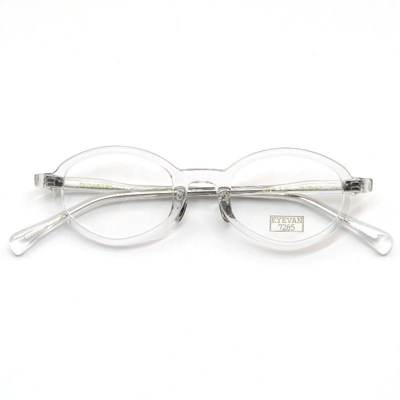 未使用 EYEVAN7285 アイヴァン7285 メガネフレーム MODEL.371 日本製 バレルシェイプ 1PINカシメ 211 ブルークリスタル 61005393