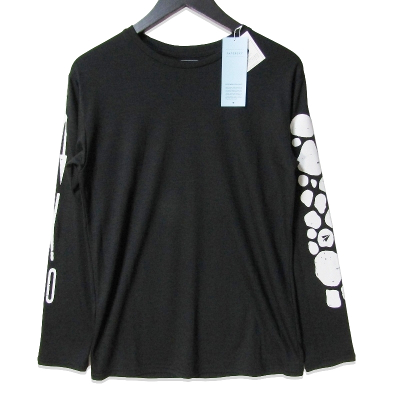 未使用 PaperSky ペーパースカイ Merino Multi LS T-shirt PS231317 長袖Tシャツ メリノマルチ グラフィックプリント Black M 27113536