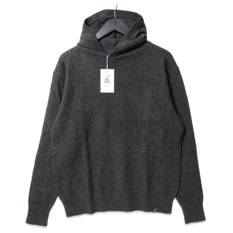 未使用 STATIC スタティック YAK Pullover 102723 ヤク ニット フーディ プルオーバーパーカー Carbon S 27113544