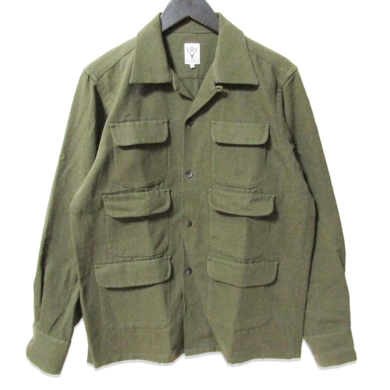 South2 West8 サウスツーウエストエイト 長袖シャツ NS764 6 Pocket Classic Shirt C/L/W Twill オリーブ S 27113574