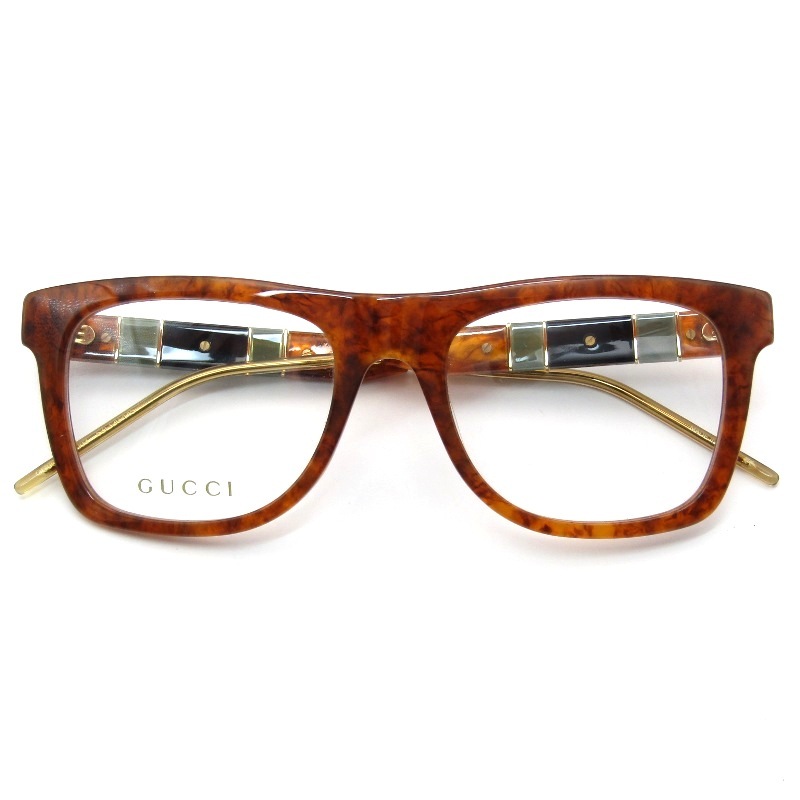 未使用 GUCCI グッチ メガネフレーム GG0604O イタリア製 ウェリントン USフィット 003 ハバナ 61005514