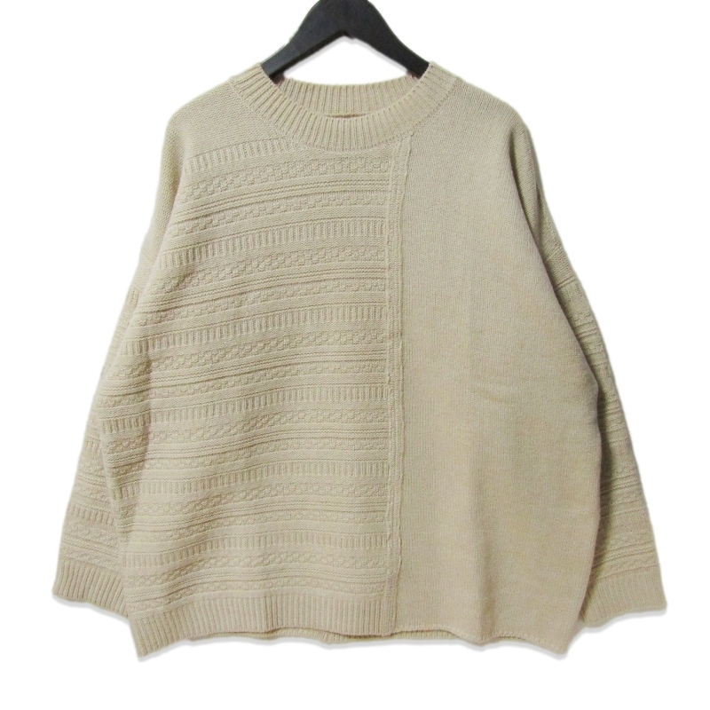 美品 VOO ヴォー ニット TRICKY JQ KNIT トリッキー ジャガード織 ウール アイボリー K 27113678