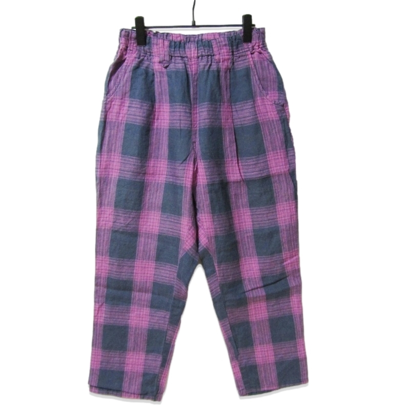 美品 VOO ヴォー イージーパンツ BIG CHECK EZ SLACKS チェック タックパンツ ネイビー 2 27113728