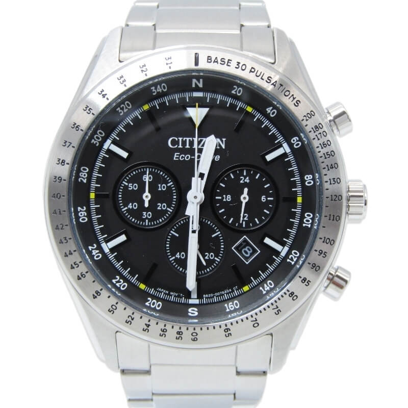 美品 CITIZEN シチズン コレクション CA4600-89E エコドライブ クロノグラフ B620-007RP01 メンズ 43mm SS Rescue ブラック 黒 28012626